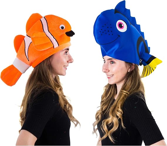 Tigerdoe Fish Hats - Clown Tropical Fish Hat - Costume Hats - Under The Sea Party Hats (2 Pack) - Shark Hat - Blue Orange