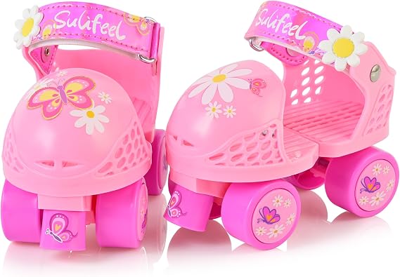 SULIFEEL Kids Adjustable Quad Roller Skates for Girls and Boys
