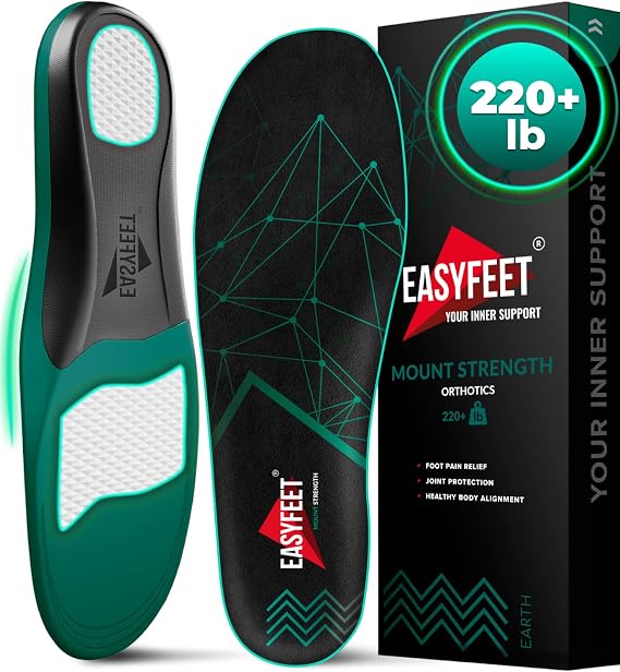 220+ lbs Heavy Duty Plantar Fasciitis Insoles Men & Women - High Arch