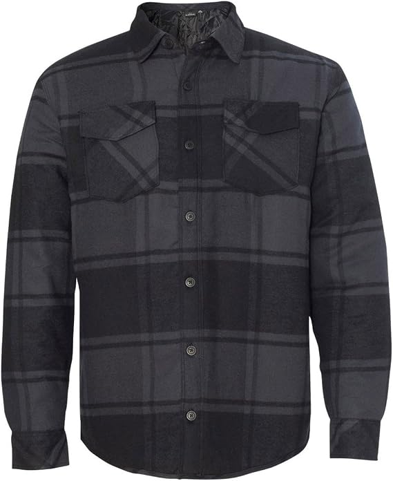 Burnside Quilted Flannel Jacket, XL, Black Plaid
