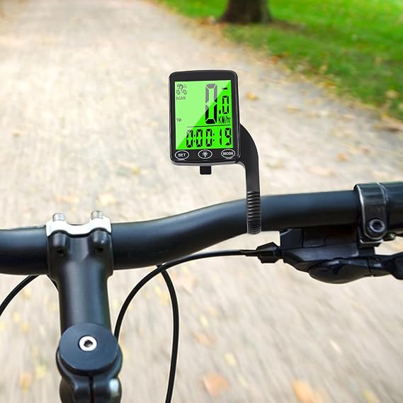 Bicycle Speedometer, Wireless Waterproof LCD Odometer, Extension Mount, 2.4 Inch Easy-Read Screen, for Mountain Bike, Road Bike, Cycling Enthusiasts