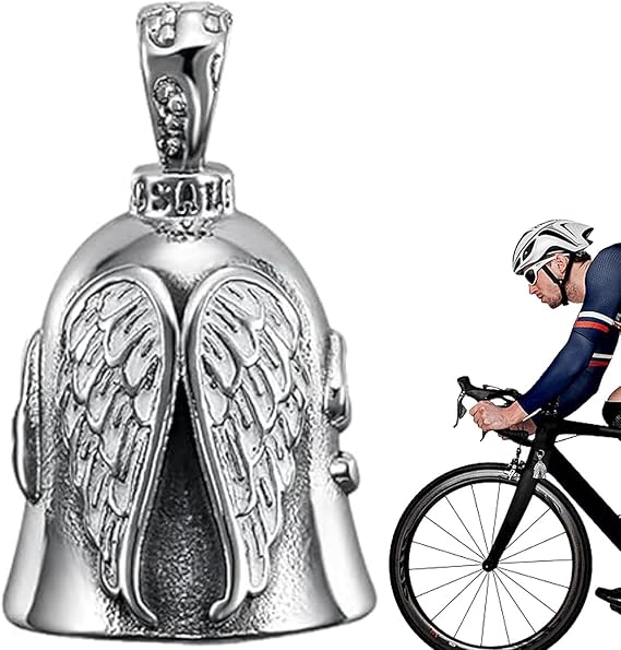 Guardian Bell for Motorbikes,Outdoor Riding Stainless Steel Angel Guardian Bell Key Chain,Guardian Wings Motorcycle Bells Keyring,for Bicycles Biker Motorcycle Riders Man Husband Gifts