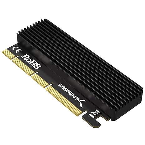 SABRENT M.2 NVMe SSD to PCIe X16/X8/X4 Adapter Card with Aluminum Heatsink, Easy Install, Supports 2230/2242/2260/2280, Not Compatible with SATA or PCIe x1