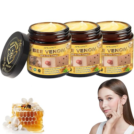 Bee Venom All in One Cream, Bee Venom Skin Treatment Cream, Effective all-in-One skin Treatment cream, Repair, Moisturize and lift 3 in 1, for All Skin Types (3 Bottle)