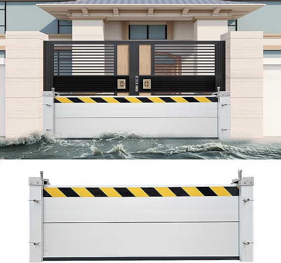 Dam Easy Flood Barrier for Home, Reusable Heavy Duty Aluminum Flood Water Barrier Door, Module Design Flood Control Baffle Door, Detachable Rain Water Baffle for Entrance Basement Garage