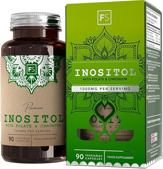 FS Inositol | 90 Myo Inositol Capsules with Folate &amp; Chromium | High Strength 1000mg Myo-Inositol 200mg Folate &amp; 100mg Chromium per Serving per Serving Supplements for Women | Non-GMO &amp; Allergen Free