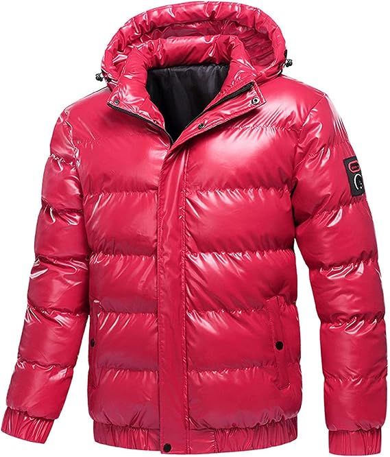 Men's Puffer Jacket Waterproof Hooded Winter Parka Jacket Warm Thicken Ski Coat Bubble Down Coat Outdoor Quilted Jacket