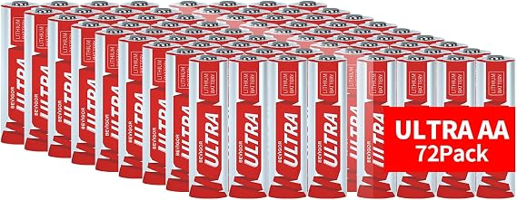BEVIGOR AA Lithium Batteries 72Pack Ultra, 3500mAh 1.5V Double A Lithium Battery, Longer Lasting AA Battery for Blink Smart Lock Deadbolt, Aralm System etc High-Tech Devices, Non-Rechargeable