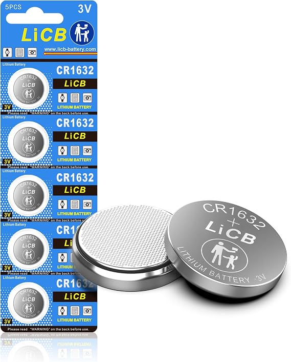 LiCB 5 Pack CR1632 Battery, Long-Lasting & High Capacity CR 1632 Lithium Batteries for Car Remote & Key Fob,3V Coin & Button Cell