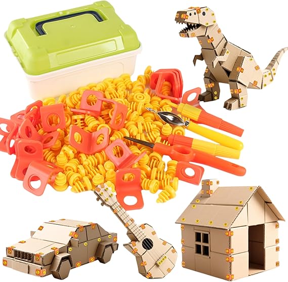 Cardboard Cutter Kids, Cardboard Construction Kit 148 PCS Tools Kids Early Educational Toys for Boys and Girls