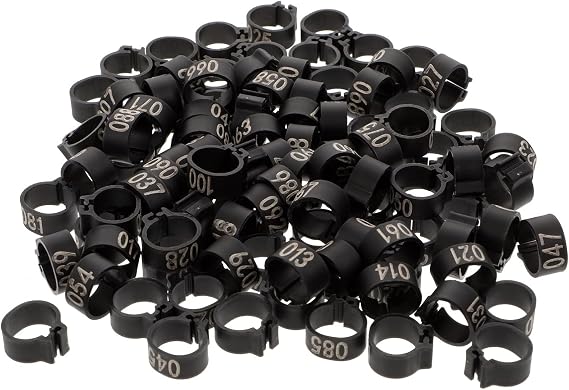 iplusmile Numbered Pigeon Foot Rings 0.51In Bird Leg Bands 100 Pack Clip-on Identification Bands for Small Poultry Including Pigeons Doves and Finches