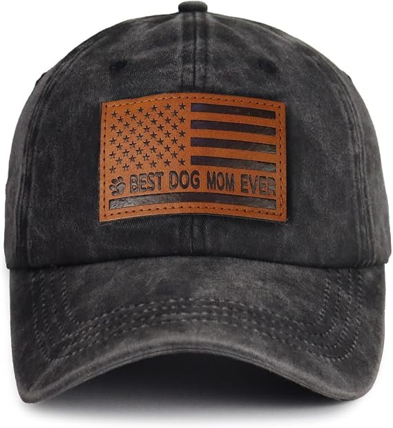 The Dogmother Hat for Women, Adjustable Cotton Leather Patch Best Dog Mom Ever Baseball Cap
