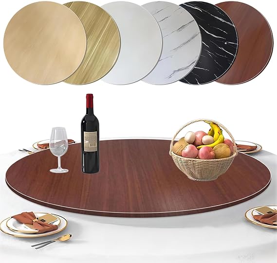 ESOYAWE Lazy Susan Tabletop Round Turntable 20" 24" 28" 32" 36" 39" Wooden Service Plate, Easy to Share Food Rotating Serving Tray for Restaurants Hotels Kitchens Homes