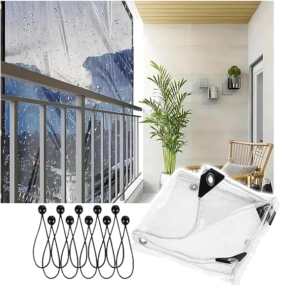 Transparent Water Proof Tarp, Commercial Insulated Clear Awning, Heavy Duty Plants Greenhouse Plastic Cover For Winterizing Home RV Basement