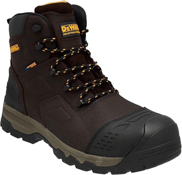 DEWALT Manvel Waterproof Composite Toe Safety Work Boots For Men - Hydroguard Breathable Membrane, Pro-Comfort Insole, EH Rated, EVA Midsole Cushioning, Rubber Slip Resistant Outsole