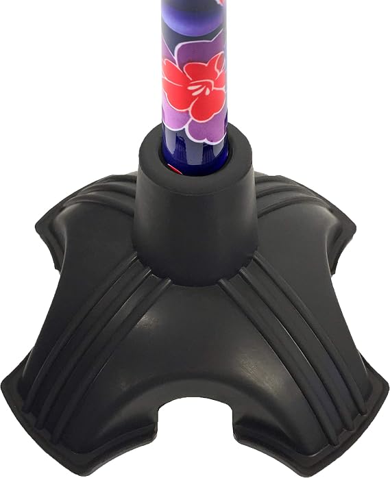 NOVA Stand Alone Quad Cane Tip Extra-Wide Self-Standing Rubber Base with Non-Slip Grip Traction, Replacement Walking Cane Tip for Stability & Balance, Fits All 3/4 Diameter Canes