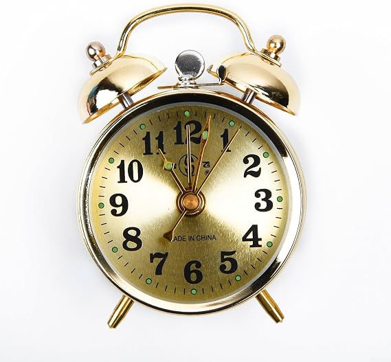 Manual Wind Up Alarm Clock, Horseshoe Mechanical Alarm Clock Manual Wind Up Metal Clock Cute Bell for Bedroom
