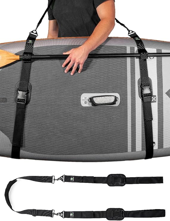 Gradient Fitness SUP Kayak Paddle Board Carrying Strap - Adjustable Carrier | Gradient Fitness heavy duty carry strap with comfortable padded shoulder sling for stand up paddleboarding, kayaking, surfing