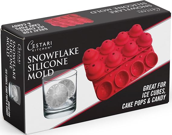 Ice Cube Trays : The ORIGINAL Snowflake Ice Cube Mold - Can Be Used for Snowball Cake Pops and Candy Molds - Heat Safe BPA Free Silicone Meets European Standards, Exceeding FDA (Christmas Red) (2)