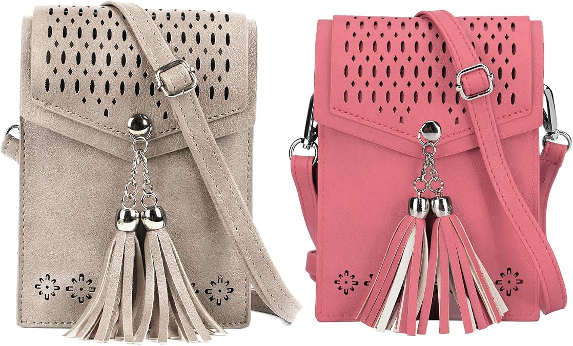 seOSTO Womens Small Crossbody Bag, Tassel Cell Phone Purse Holder Wallet