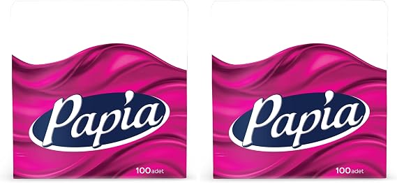 Papia 2 Katlı Beyaz Peçete, 100 Adet (2 paketi)