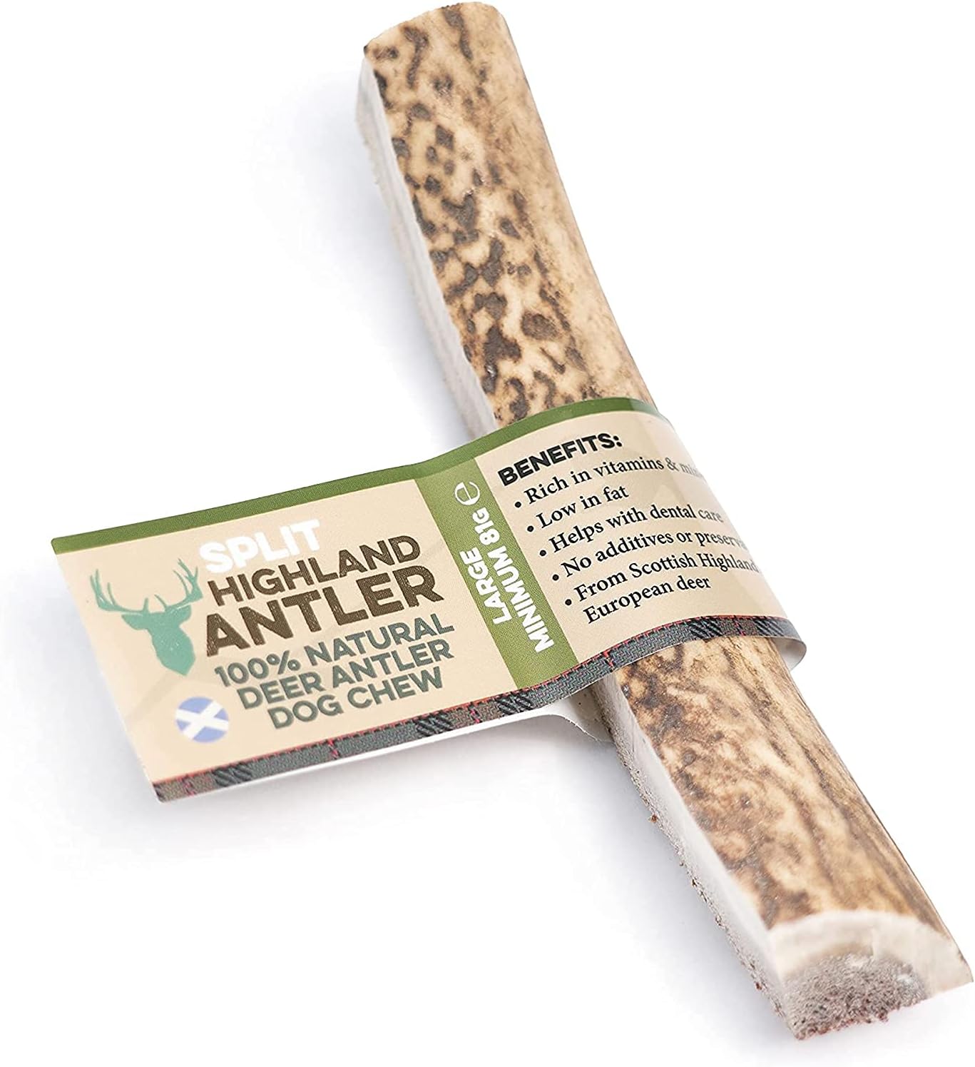 100% Natural SPLIT Large Antler Dog Chews The Hypo-Allergenic Dog Chew Large 81-120g