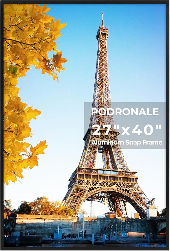27x40 Poster frame, Plexiglass, Black Snap Frames, Coating Aluminum Profile, Display Horizontally & Vertically