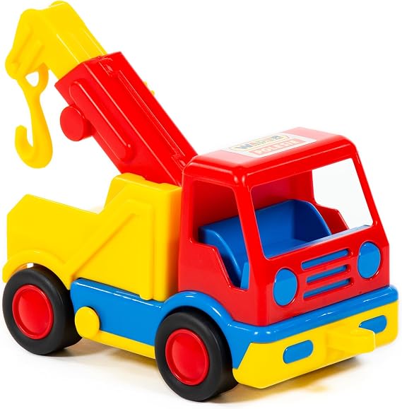 Wader Basics Tow Truck Toy For Kids with Noise-Canceling Rubber Tires & with Working Winch