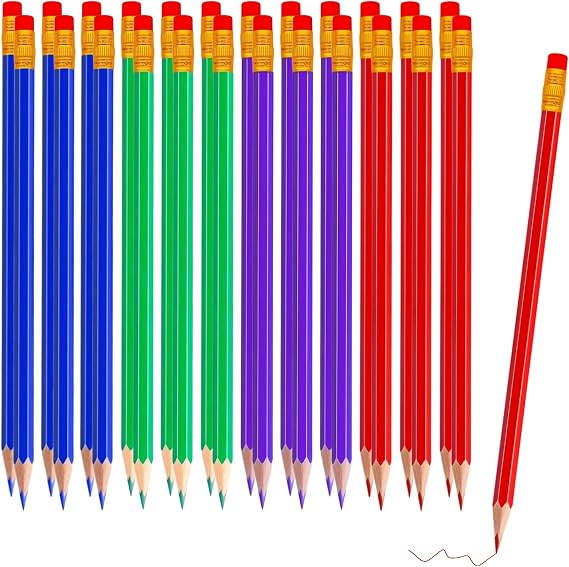 24 Pcs Erasable Checking Pencils, Pre-Sharpened, for Marking, Coloring, Tests, Grading, Office, School (Multicolor)