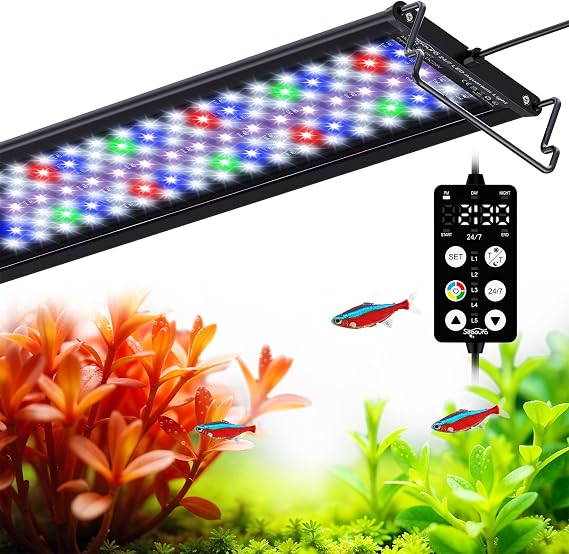 SEAOURA LED Aquarium Light with 24/7 Timer for 18-24in Fish Tank