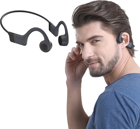 Bone Conduction Headphones,Premium Open-Ear Wireless Bluetooth Sport Headphones with Microphones, 20Hr Playtime, Waterproof Wireless Earphones for Workout,Gym,Running,Hiking, Cycling (Black-A)