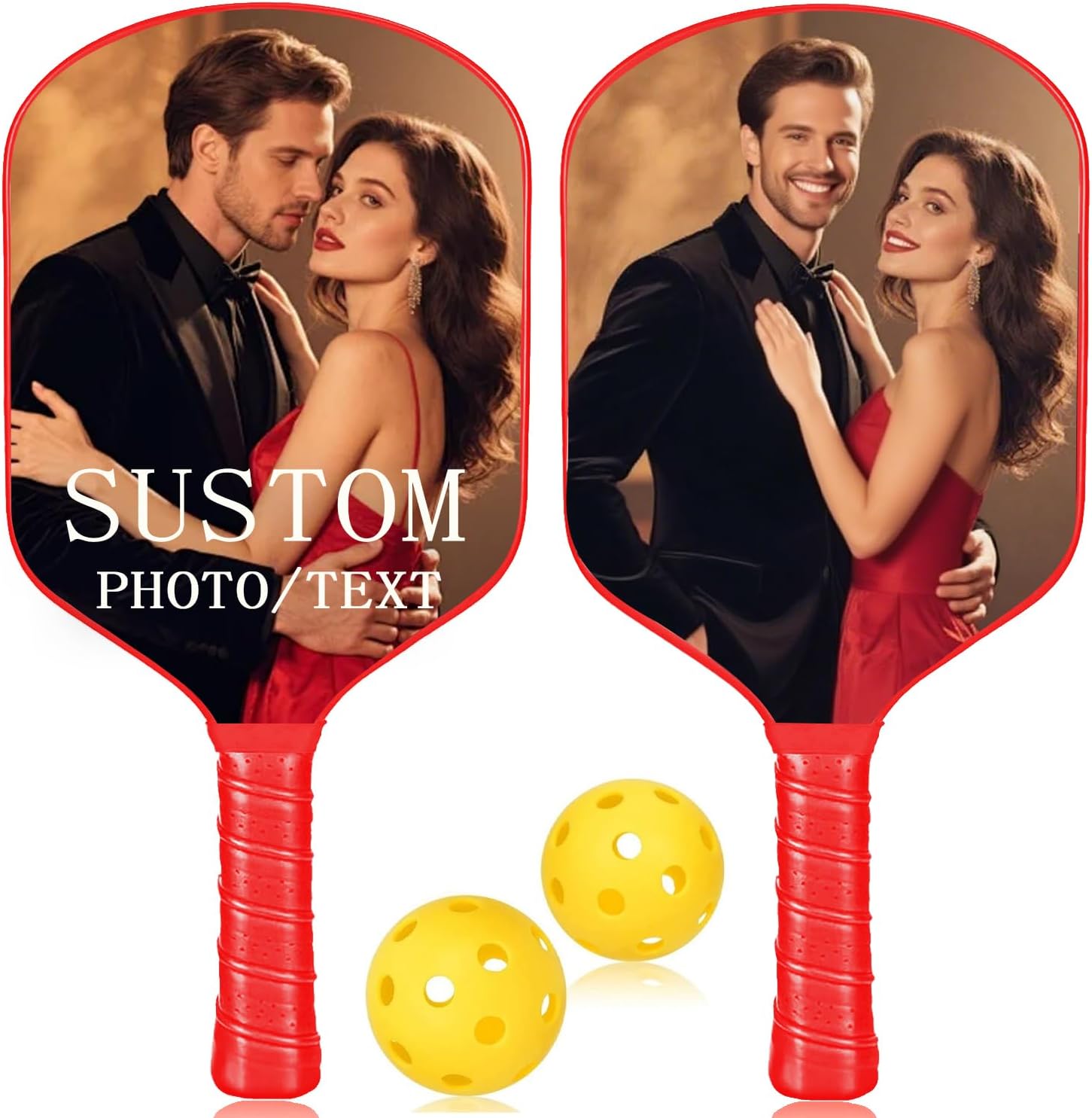 Custom Pickleball Paddles with Photo Text Logo,Fiber Personalized Pickleball Paddles with Comfort Grip，Customizable Grips，Personalized Gifts for BeginnersOne Paddle Only