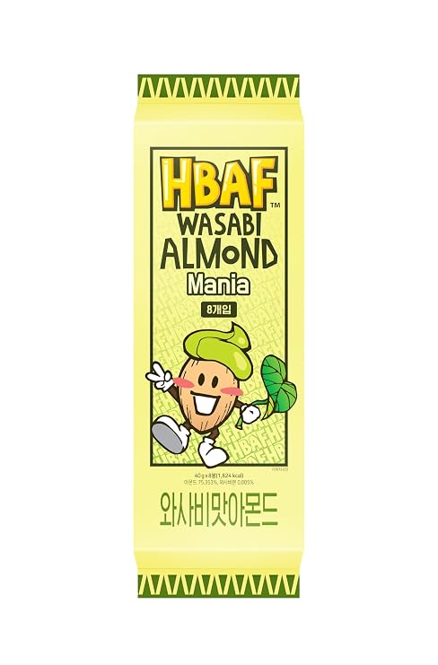 HBAF Almonds Mania Pack, 40g 8 Packs Sweet & Creamy, Premium US Almonds, Travel & Office Snack, Resealable Individual Packs(Wasabi)