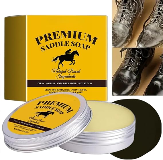 100g Saddle Soap for Leather,Fast&Effective Leather Cleaner&Conditioner Balm,Scented Leather Saddle Soap for Sofa,Boots,Handbag,Car Seats,Cleans,Polishes,Waterproofs&Provides Long-Term Protection