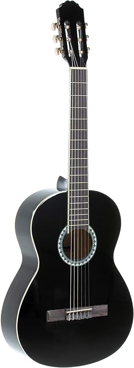GEWA Classical Guitar BASICPLUS 4/4, children's guitar (spruce top, basswood back and sides, high-gloss finish, nickel silver frets and chrome-plated tuners, ideal for ages 12 and up), Black