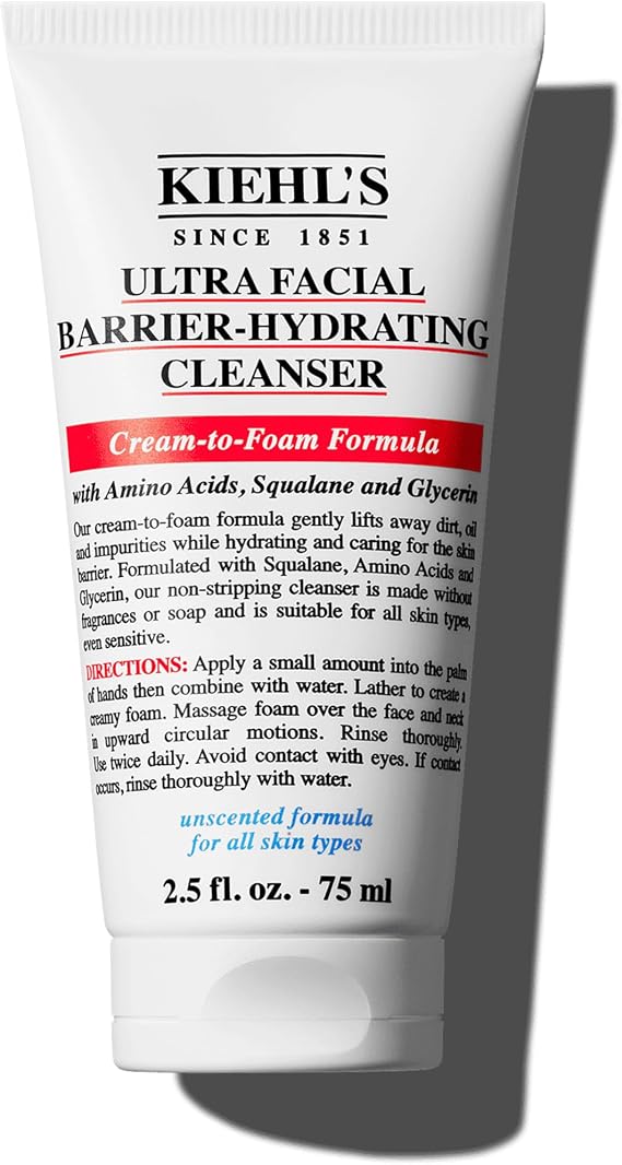 Kiehl's Ultra Barrier Cleanser, Glycerin & Squalane, Gently Removes Makeup