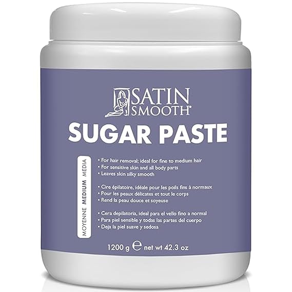 Satin Smooth Medium Sugar Paste Natural Sugaring Hair Removal for Sensitive Skin, Bikini, Full Body, 42.3 oz