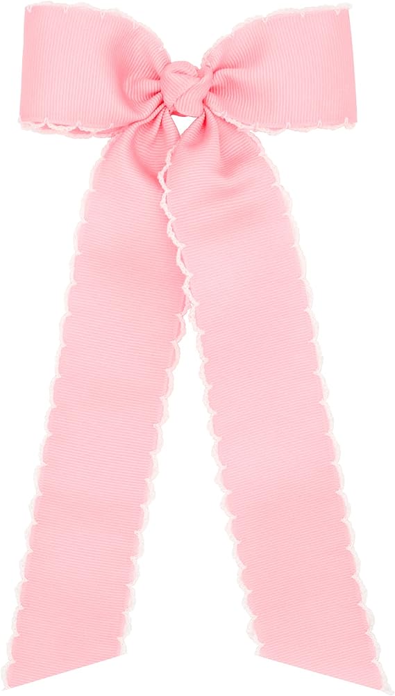 Wee Ones Girls' Moonstitch Grosgrain Bowtie with Moonstitch Trim, Knot Wrap