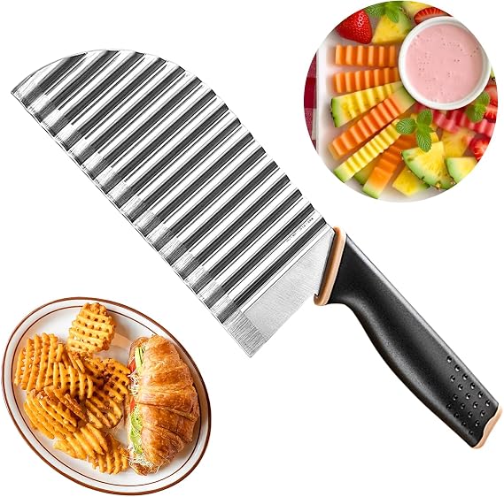 JAYVAR Large Crinkle Cutter, Stainless Steel Wave Potato Slicer