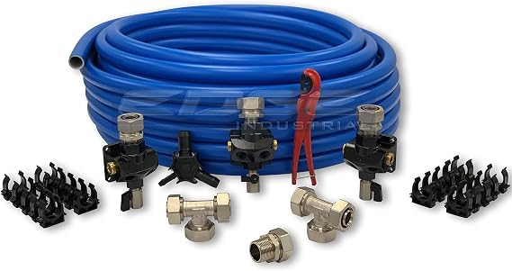 100ft Maxline Compressed Air Tubing Master Kit, 1" Bendable Tubing With Three Air Outlets (m6500, 100ft)
