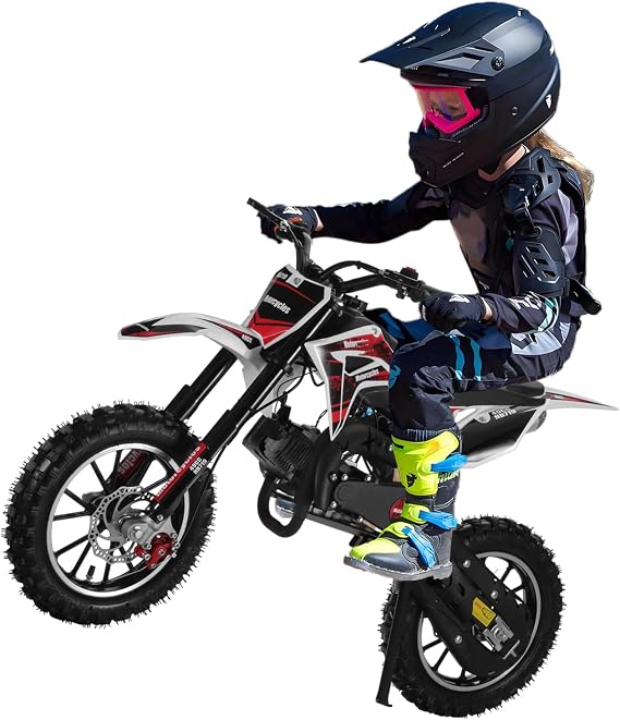 50CC Kids Dirt Bike,2-Stroke Gas Powered Motocross Motorcycle for Boys & Girls Ages 8-12,Upgrade Pit Bike Mini Motorcycle for kids,Off-Road Mini Bike with Dual Disc Brakes & 40KM/H Max Speed