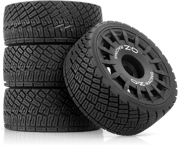 1/8 RC On-Road Tires & Plastic Street Wheels 17mm Hex, 3.94" OD 1/7 Rally Racing Tyres for 1:8 1:7 Touring, Drift Cars Compatible with Tamiya, HPI WR8, HSP, ARRMA, Redcat, Losi, Kyosho GT2(BLACK)
