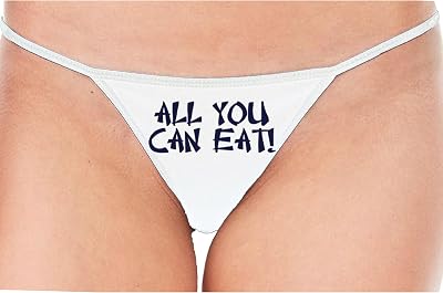 Knaughty Knickers All You Can Eat Oral Sex Chinese Food Logo White String Thong Adult Flirty Fun
