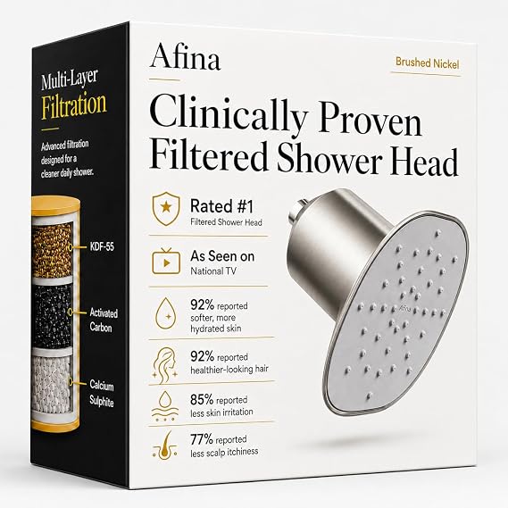 Afina Filtered Shower Head, High Pressure Rainfall (Brushed Nickel)