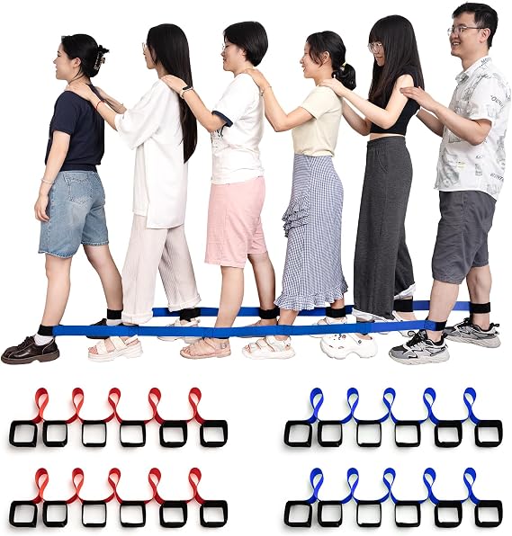 Three Legged Race Bands, 2 Sets, Team Building, 3 Legged Race Bands, Outdoor Party Group Game for Teenagers Adults, Cooperative Team Race for Birthday, Relay Race, Field Day, Backyard Activity Game