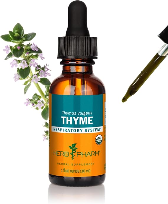Herb Pharm Certified Organic Thyme Liquid Extract Drops for Respiratory System Support, 1 Oz