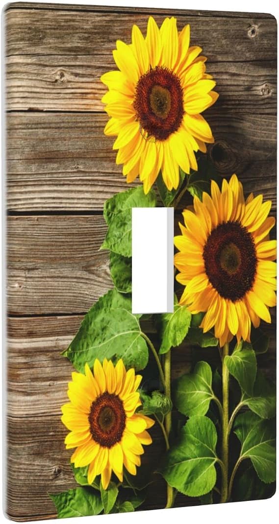 Single Toggle Light Switch Plate Cover Sunflowers Wall Decoration Outlet Covers for Home Office School