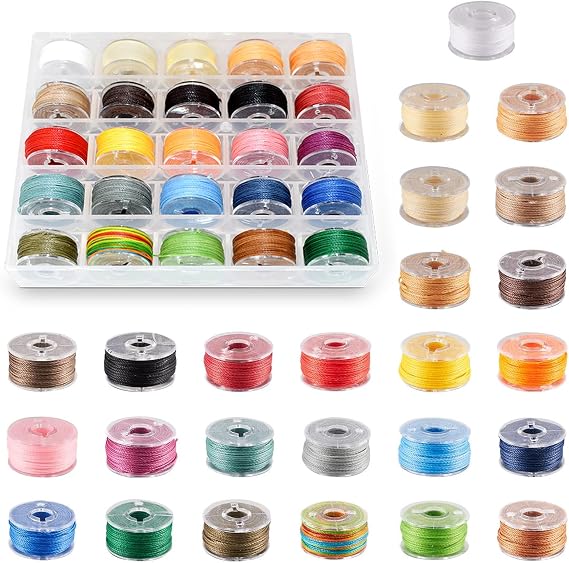 Waxed Thread,0.55mm*10m Colourful Bracelet String,25pcs Beading Thread | String for Bracelet Making,Cord for Jewellery Making,Waxed Cord for Leather Sewing,Nylon Macrame,Wax Cotton Threads