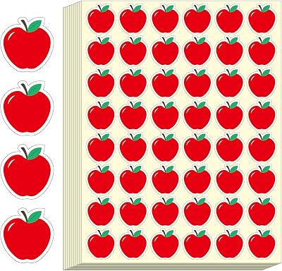 Anwyll Apple Stickers - Red Apple Shaped Stickers for Kids Classroom 480Pcs 1 Mini Cute Fruit Apples Sticker Self Adhesive Teacher Reward Sticker for Back to School Apples Decoration Craft Seal