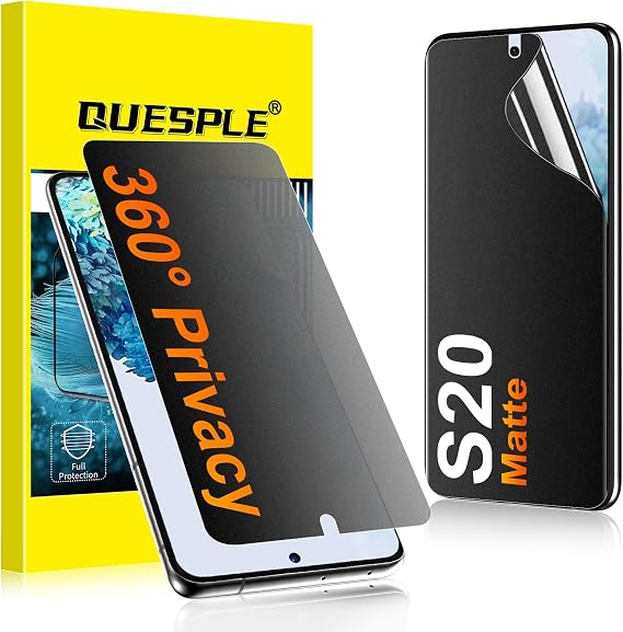 2 Pack for Samsung Galaxy S20 Matte Privacy Screen Protector [Not Glass], 360 Anti-Spy, Anti-Scratch, Anti-Glare, Support Fingerprint Unlock